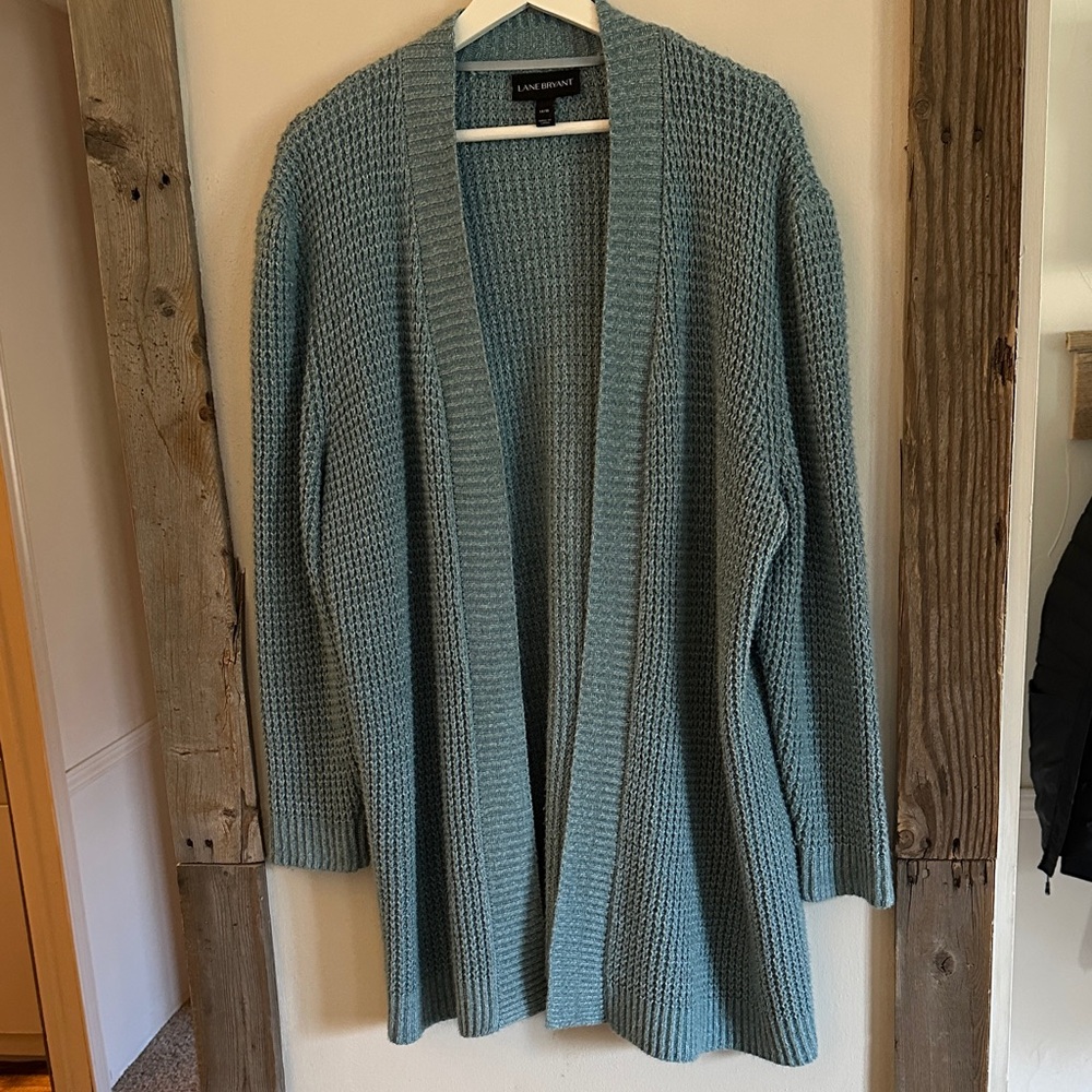 Lane Bryant Women's Blue Waffle Knit Cardigan